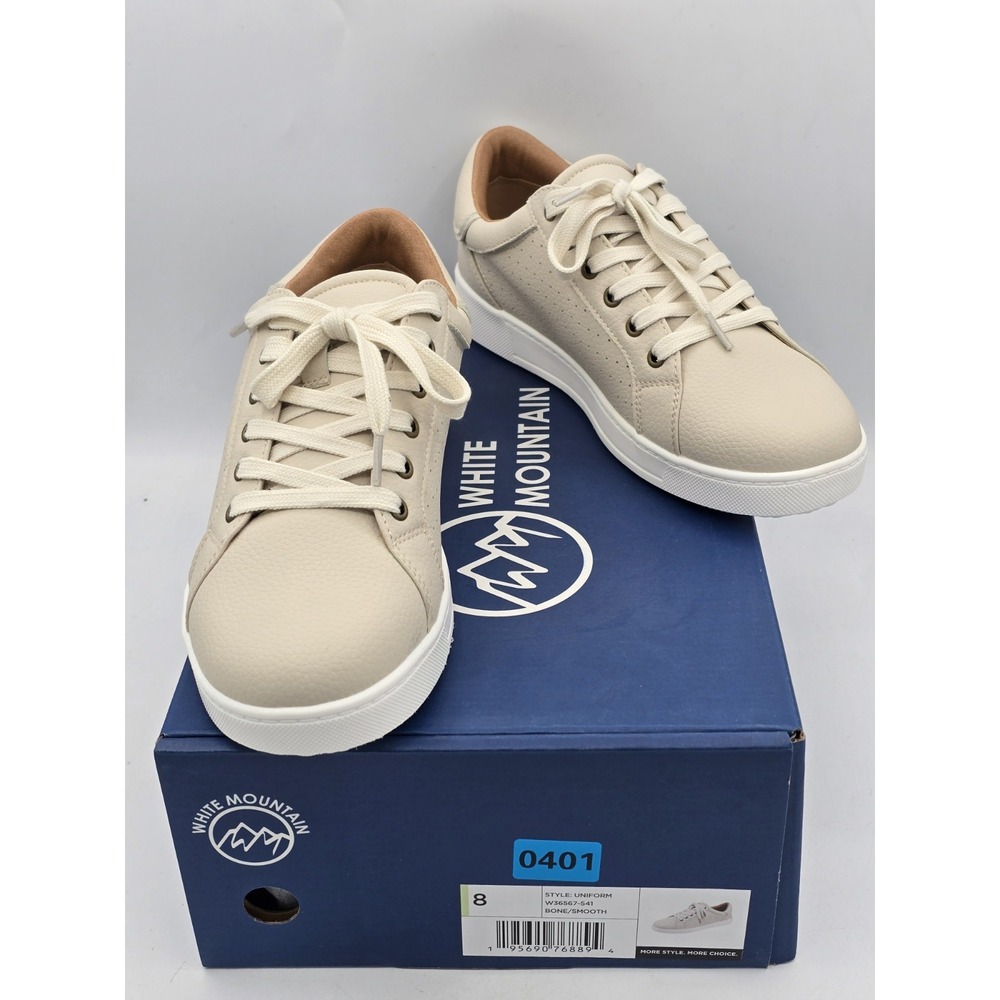 WHITE MOUNTAIN‎ Women's Uniform Lace-Up Sneaker Color: Bone/smooth Sz 8 M